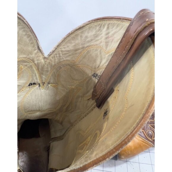 Vintage Tony Lama Cowboy Boots Men's Sz. 8.5 D Brown Leather Western Style - Picture 9 of 16